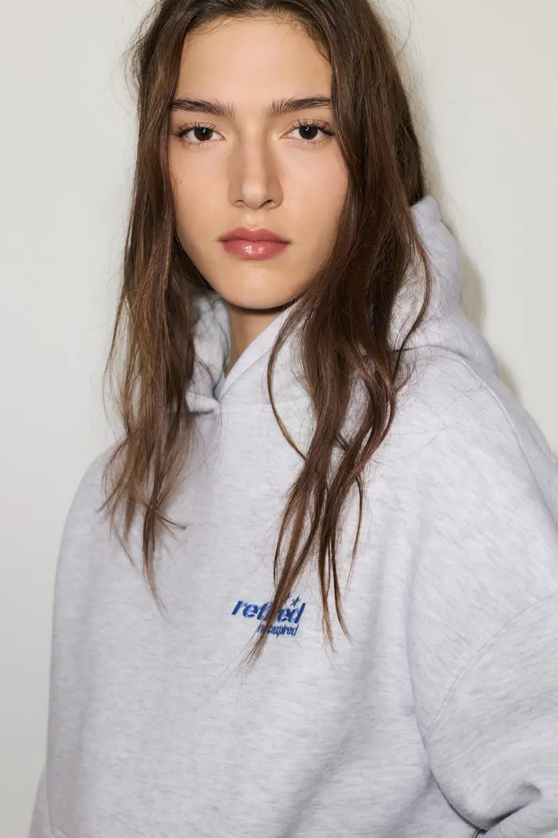 Felpa Cappuccio Stelle E Testo Grigio vigoré miniatura 3