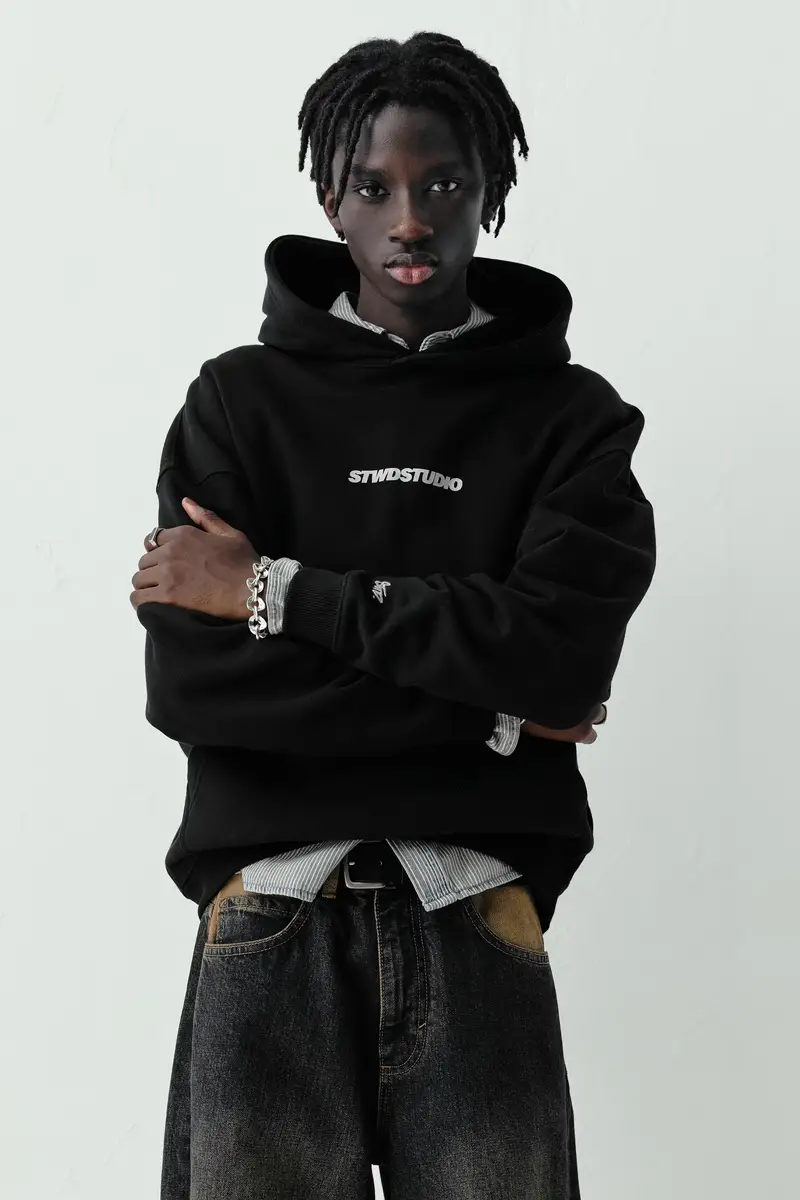 Felpa Cappuccio Stwd Studio Nero miniatura 2