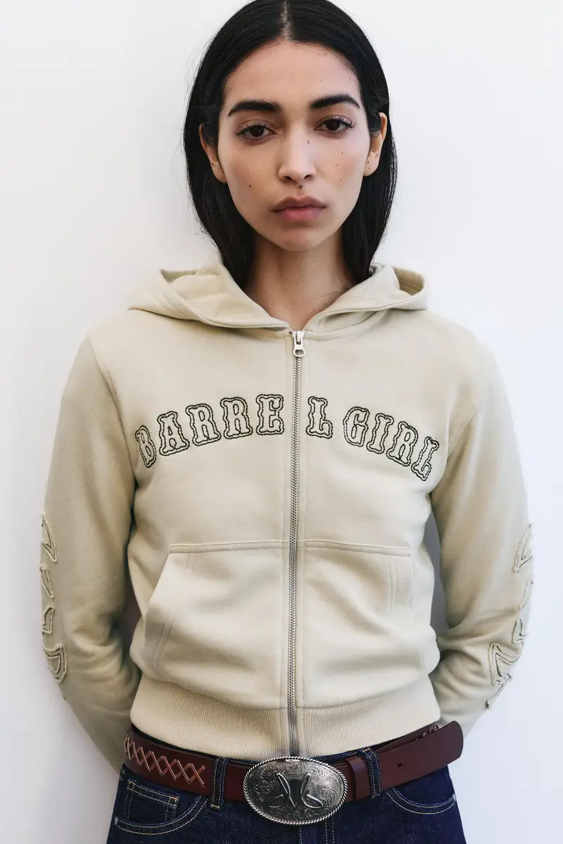 Felpa Cappuccio Zip Montserrat Messeguer Sabbia