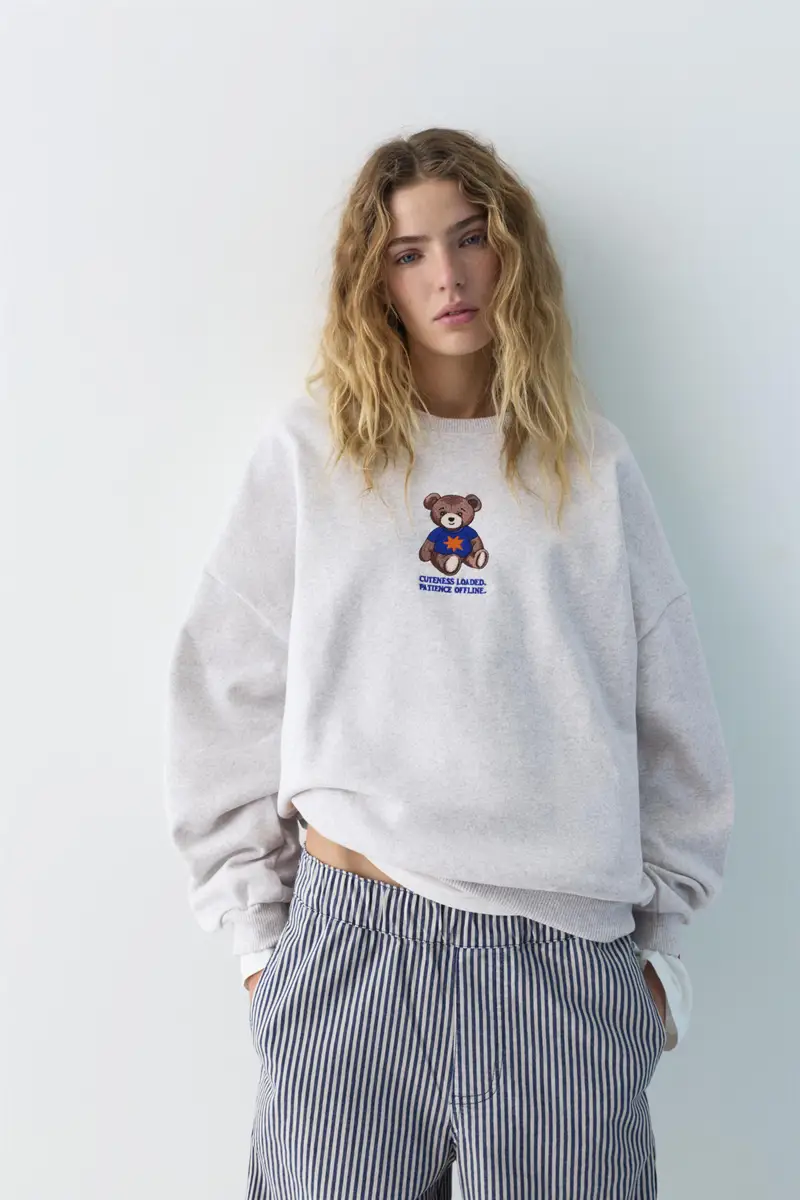 Felpa Collo Rotondo Orso Grigio vigoré miniatura 2