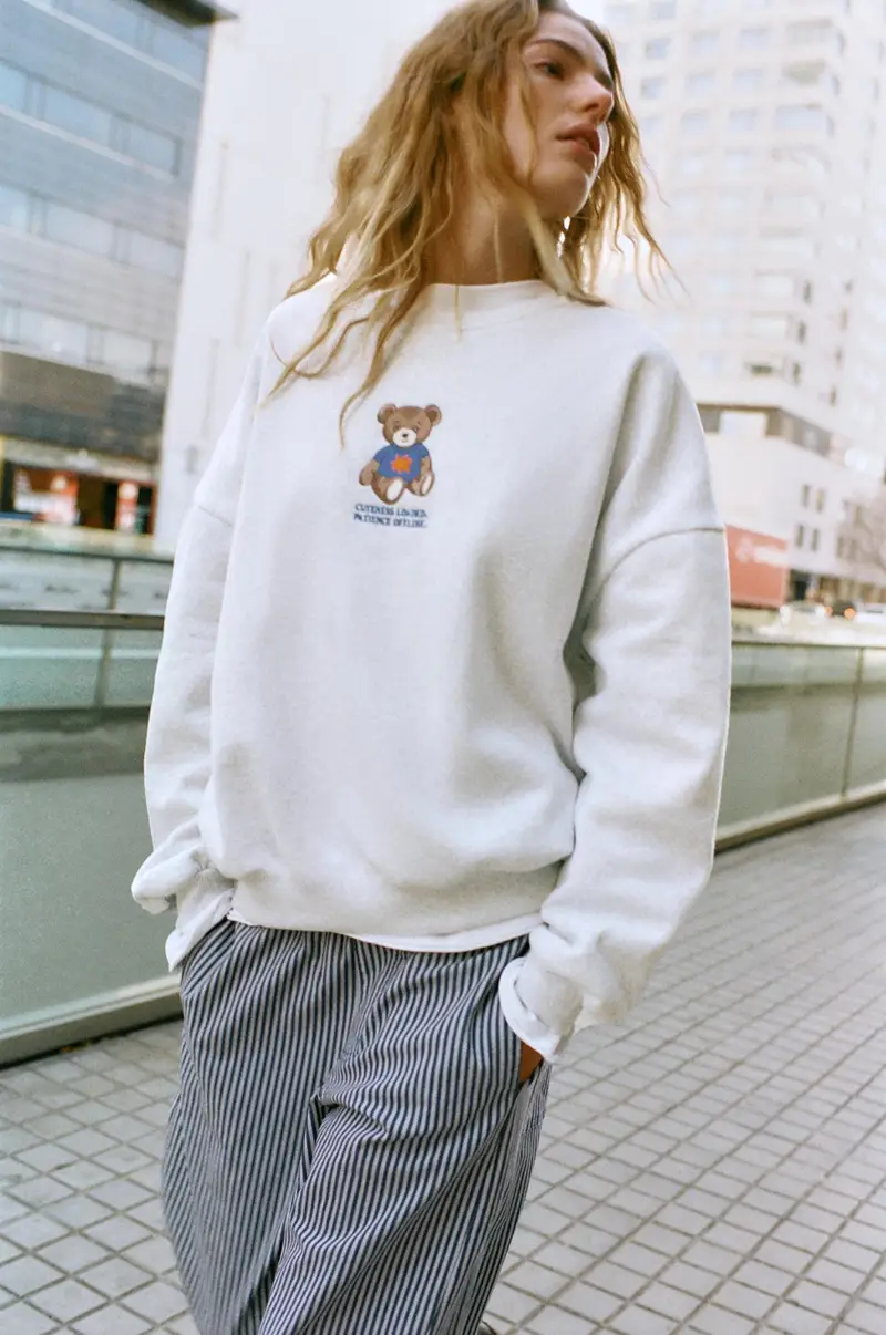 Felpa Collo Rotondo Orso Grigio vigoré