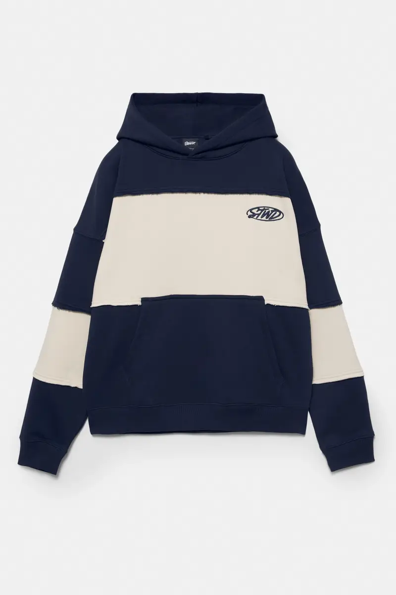 Felpa Con Cappuccio A Pannelli Stwd Studio Azzurro miniatura 2