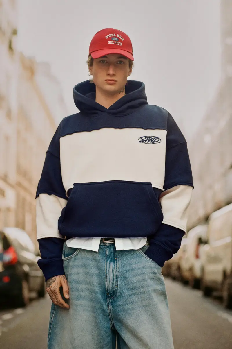 Felpa Con Cappuccio A Pannelli Stwd Studio Azzurro