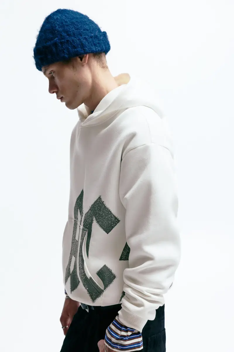 Felpa Con Cappuccio Ac/Dc Bianco rotto miniatura 3