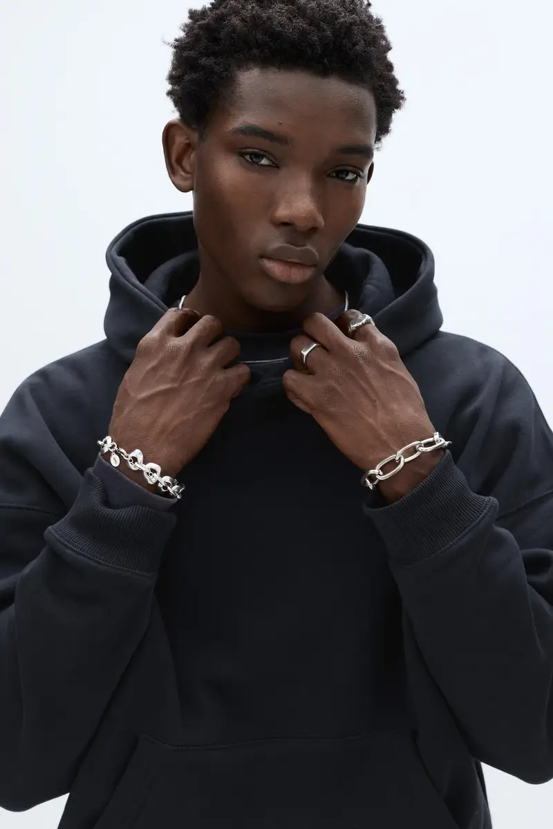 Felpa Con Cappuccio Boxy Blu marino miniatura 3