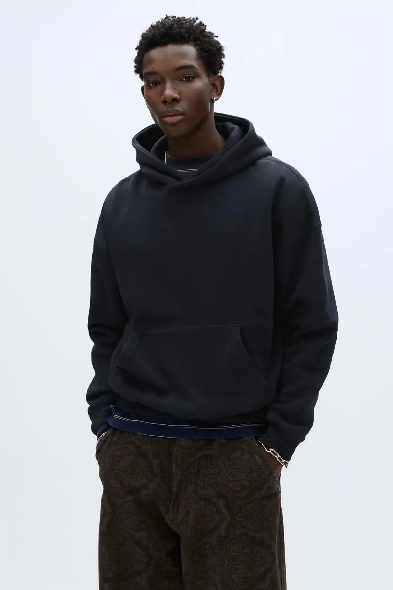 Felpa Con Cappuccio Boxy Blu marino