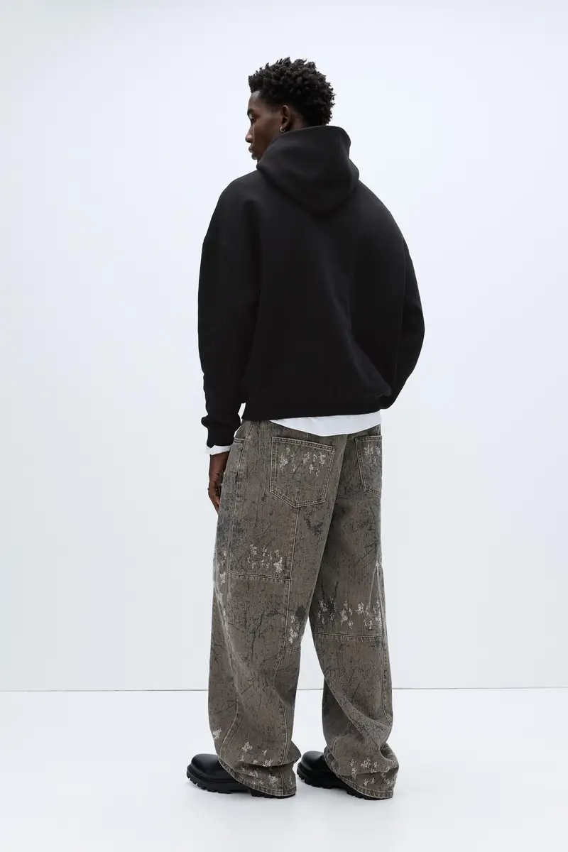 Felpa Con Cappuccio Boxy Nero miniatura 2