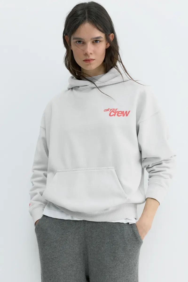 Felpa Con Cappuccio Crew Studios Grigio chiaro