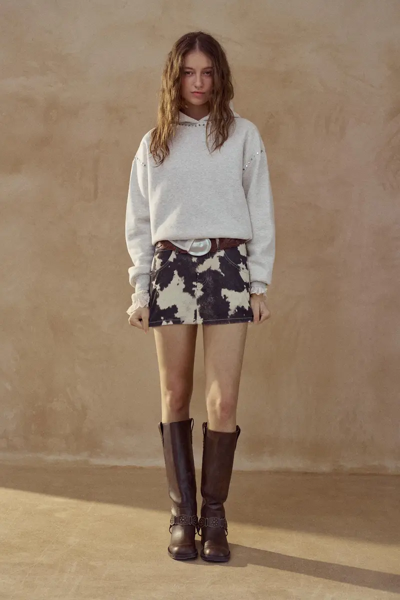 Felpa Con Cappuccio E Borchie Grigio vigoré miniatura 2