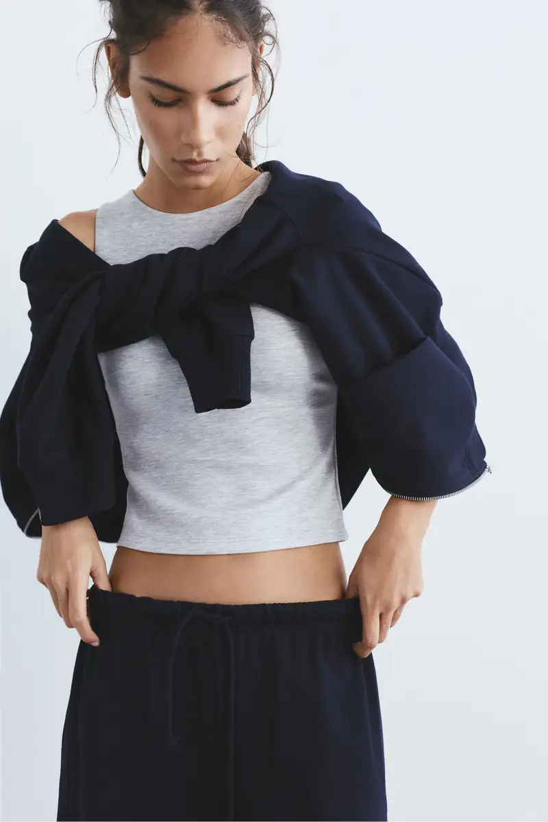 Felpa Con Cappuccio E Cerniera Blu marino