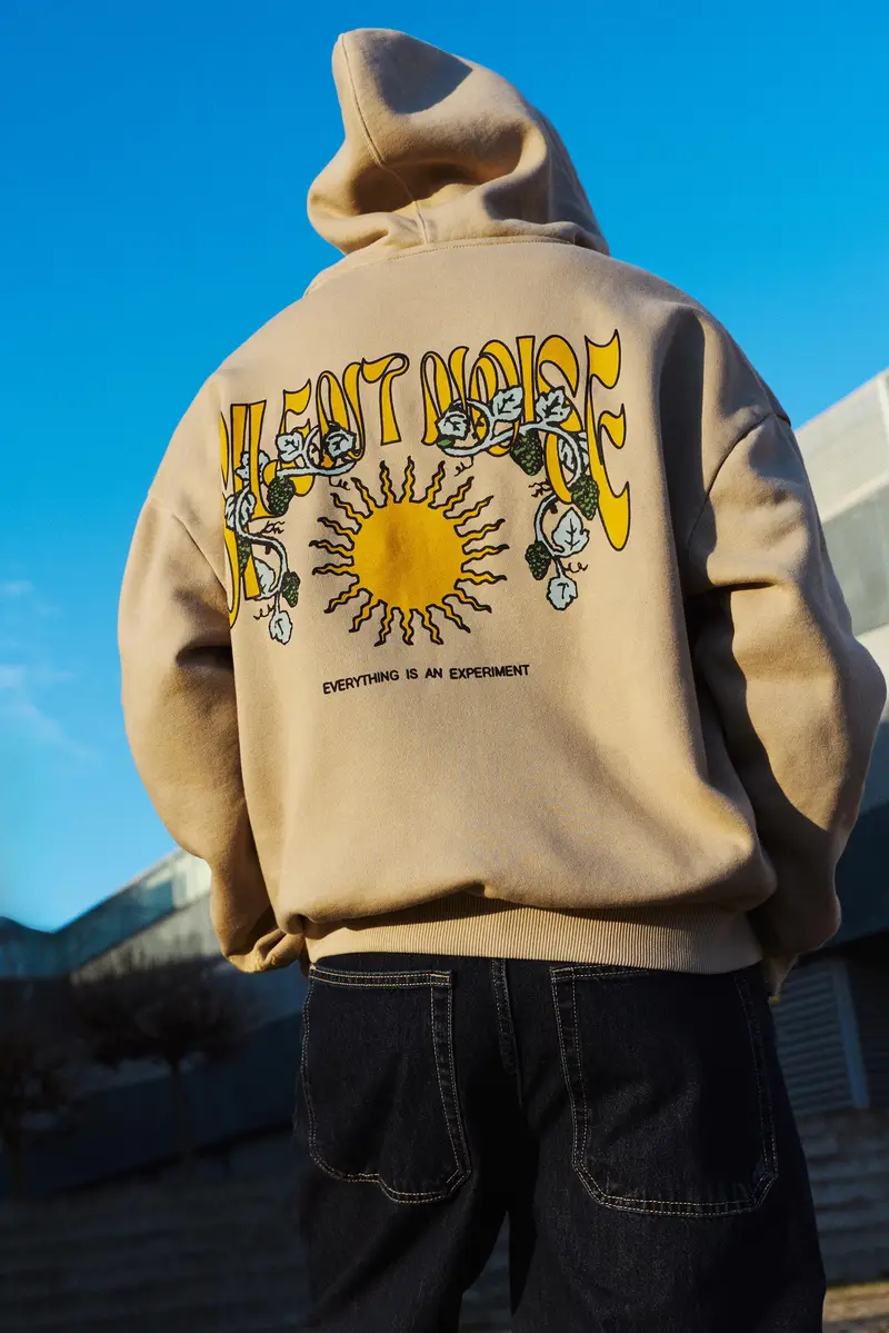 Felpa Con Cappuccio E Cerniera Con Sole Grigio