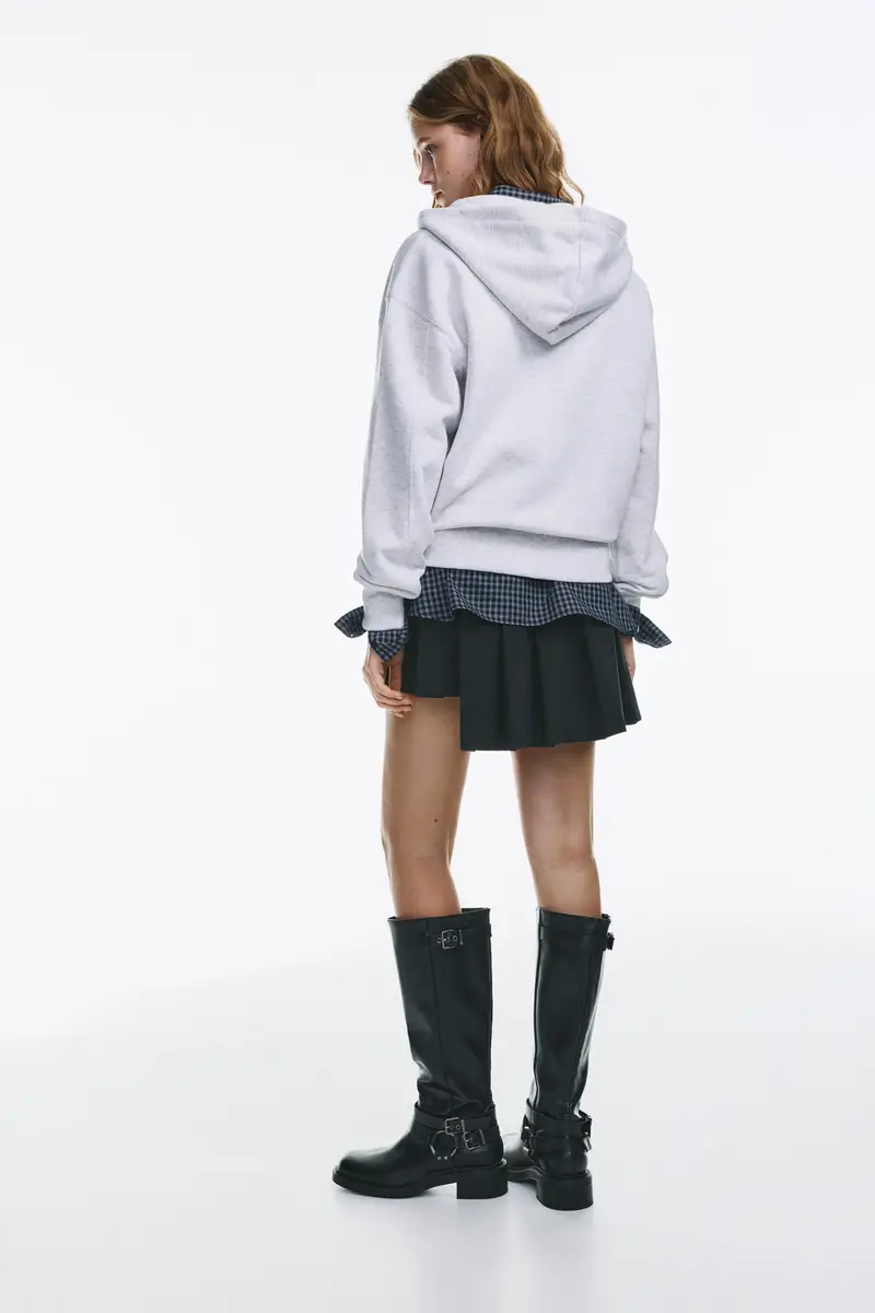 Felpa Con Cappuccio E Cerniera Grigio vigoré miniatura 2