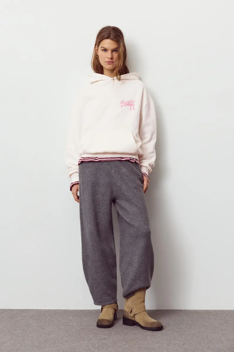 Felpa Con Cappuccio E Grafica A Fiocco Ghiaccio miniatura 2