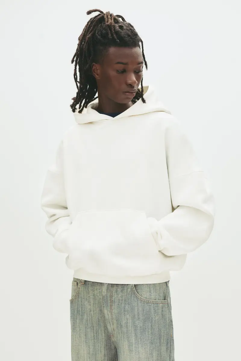 Felpa Con Cappuccio E Ricamo Stwd Bianco rotto