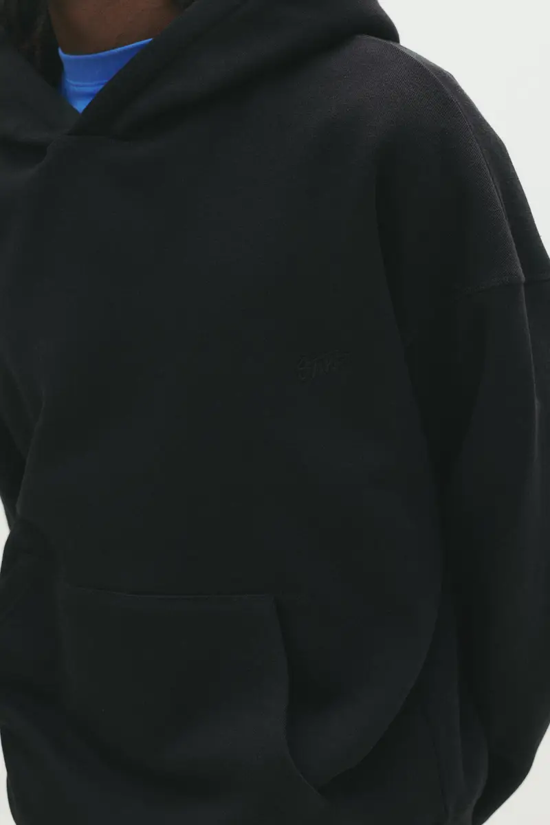 Felpa Con Cappuccio E Ricamo Stwd Nero miniatura 3