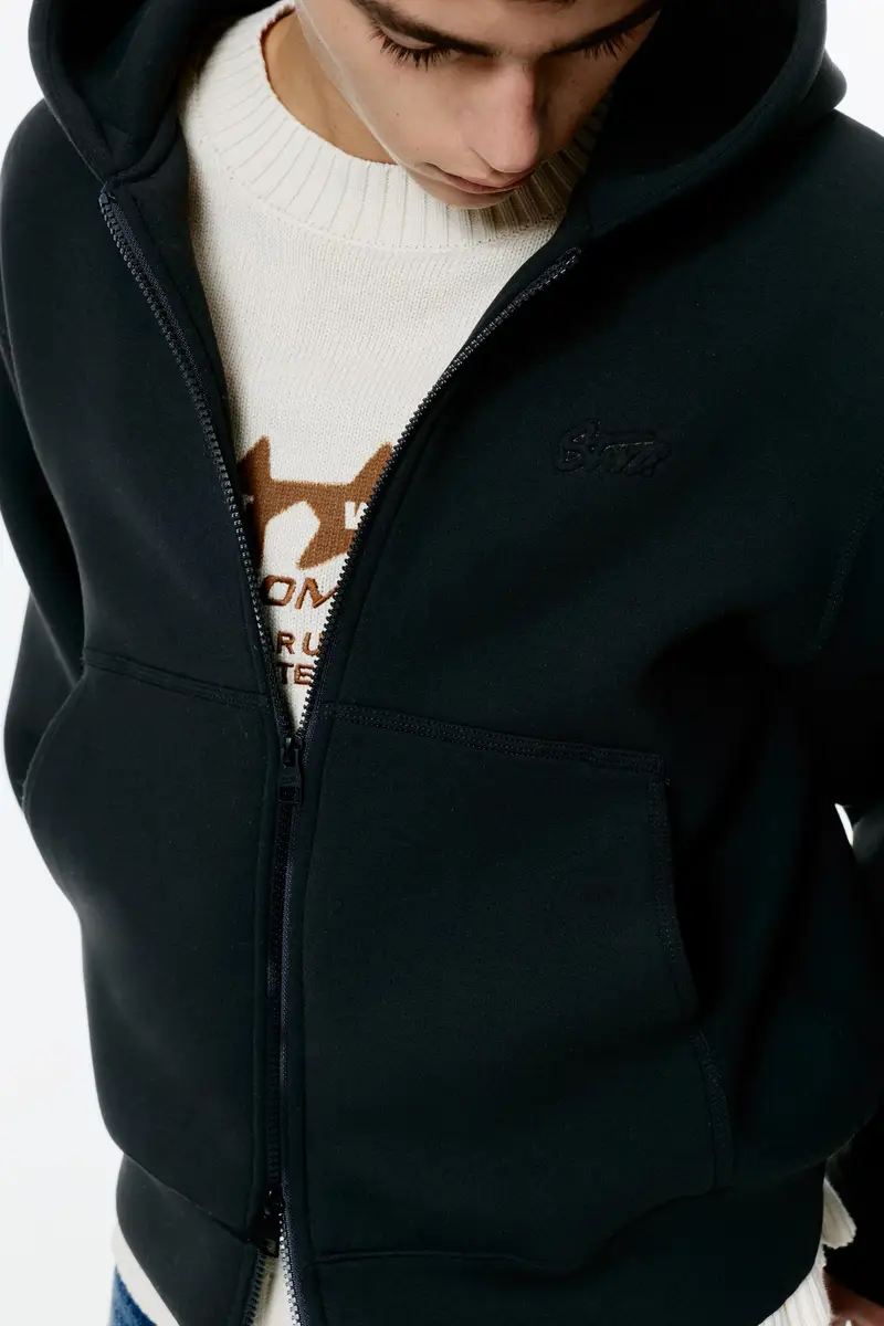 Pull&bear Felpa con Cappuccio Effetto Neoprene Nero miniatura 3