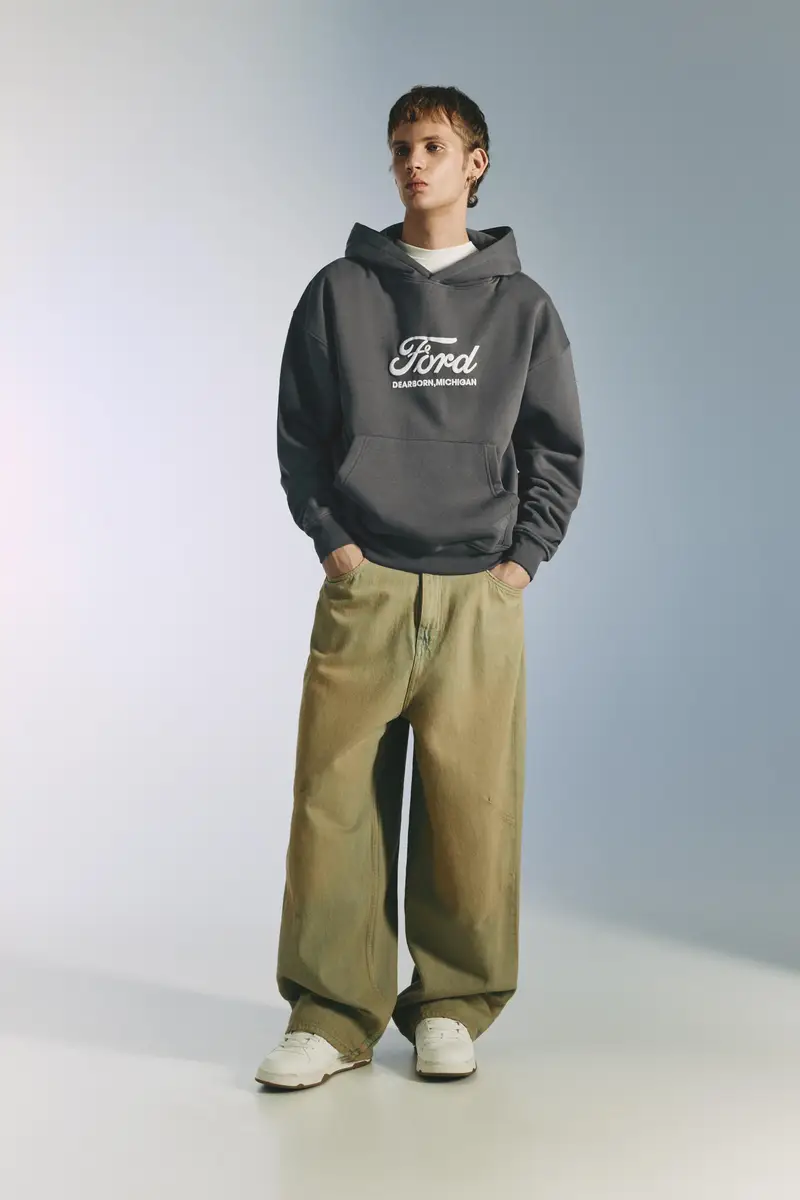 Felpa Con Cappuccio Ford Grigio antracite miniatura 3