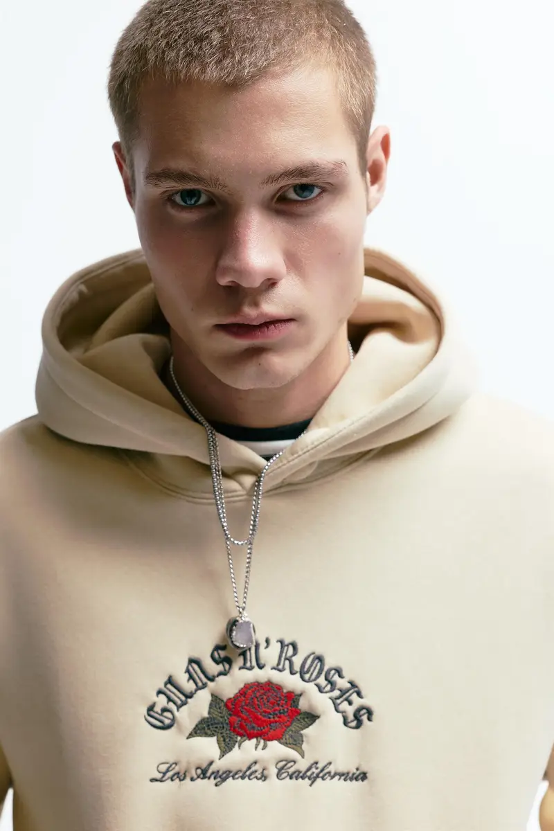 Felpa Con Cappuccio Guns N' Roses Beige miniatura 3