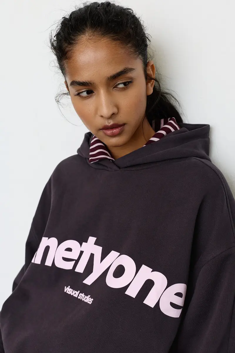 Felpa Con Cappuccio Ninetyone Marrone miniatura 3