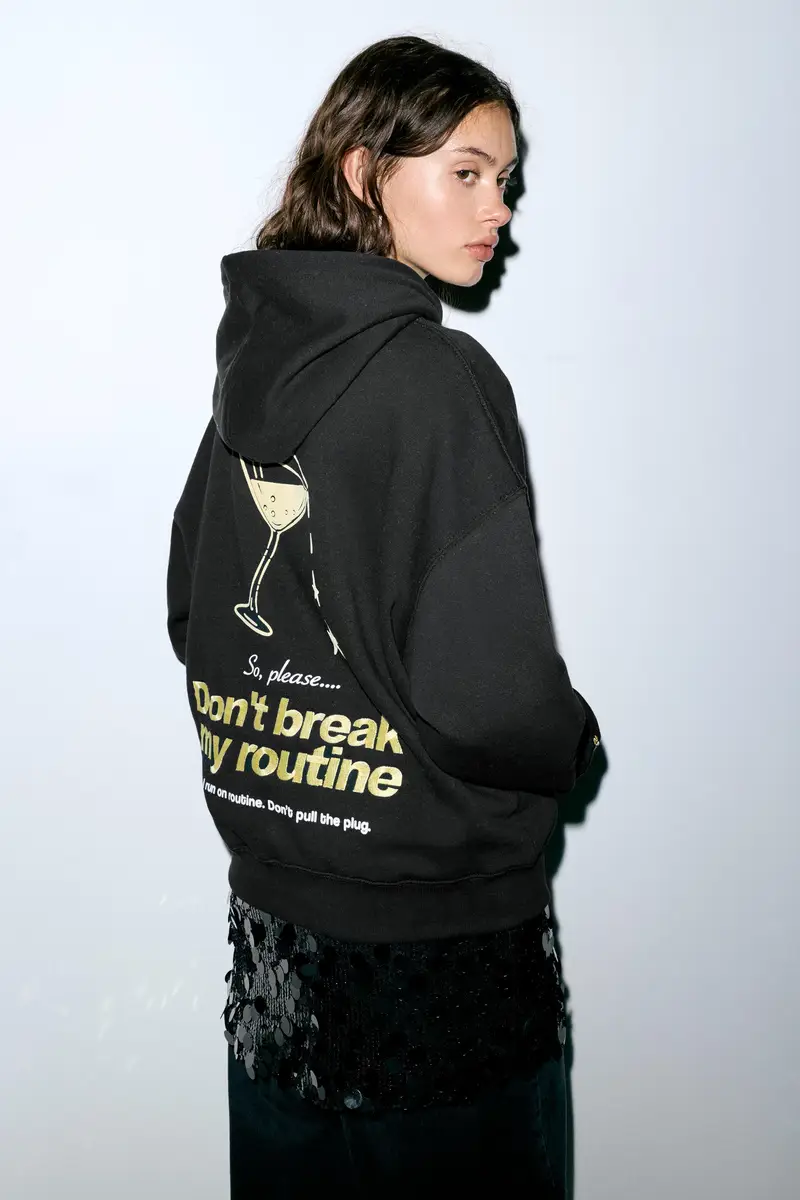 Felpa Con Cappuccio Stelle Nero miniatura 2