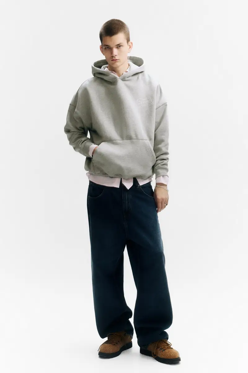 Pull&bear Felpa con Cappuccio Grigio Vigoré STWD Barcelona miniatura 2