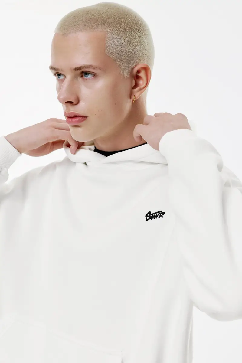 Felpa Con Cappuccio Stwd Bianco rotto miniatura 3
