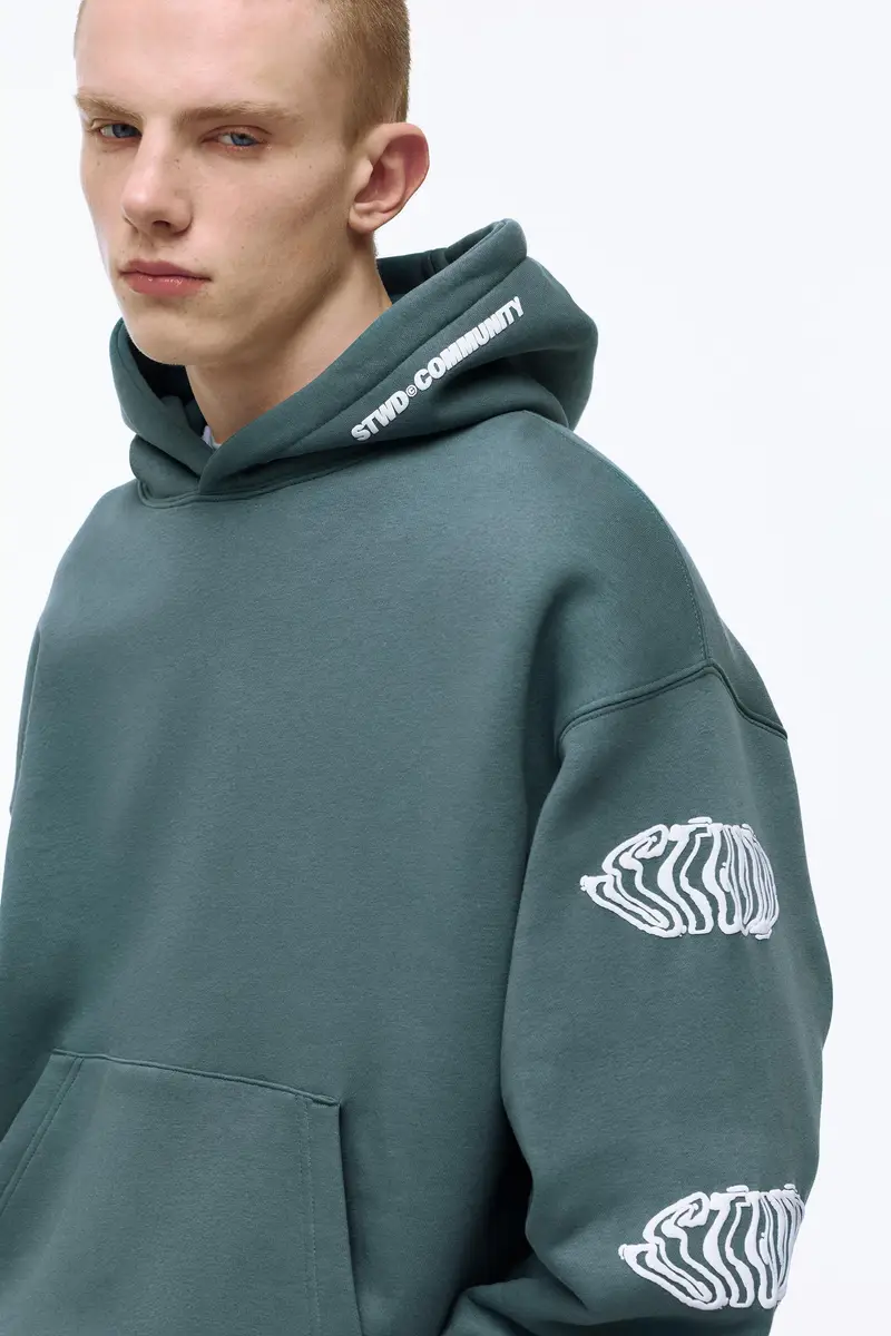Felpa Con Cappuccio Stwd Community Verde miniatura 3