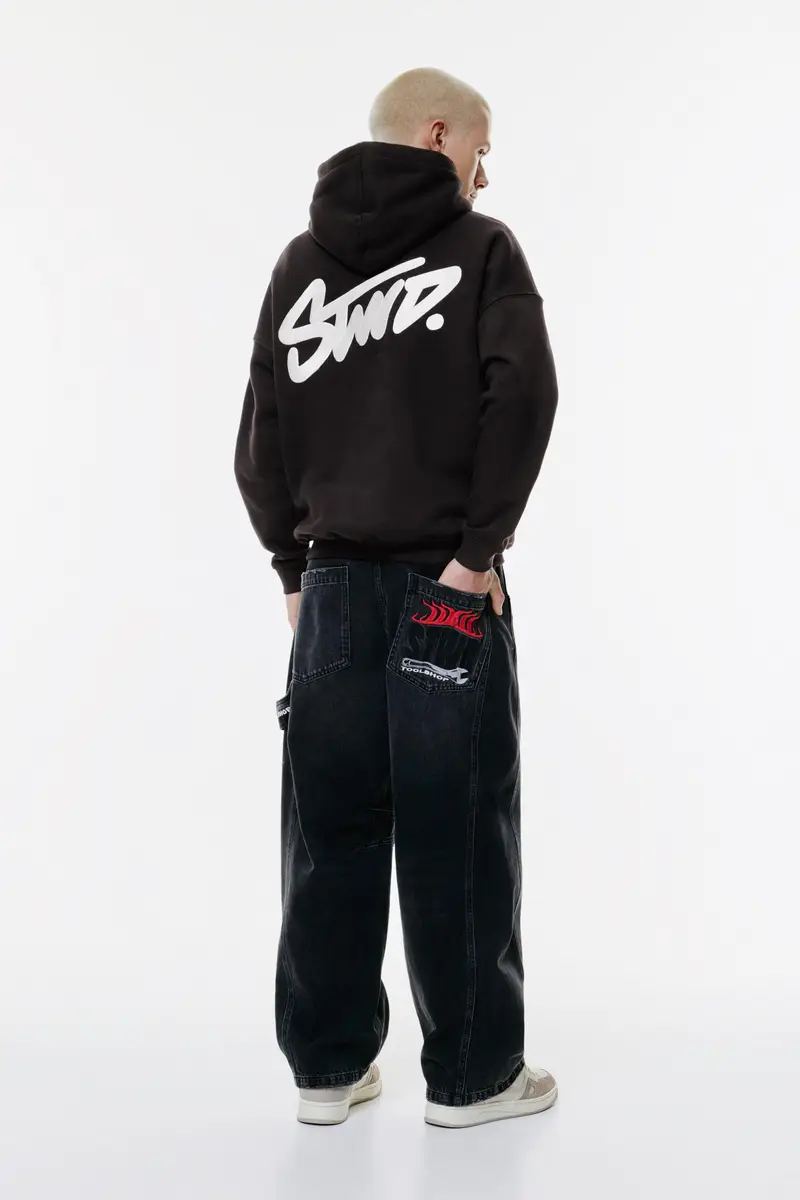 Felpa Con Cappuccio Stwd Nero miniatura 3