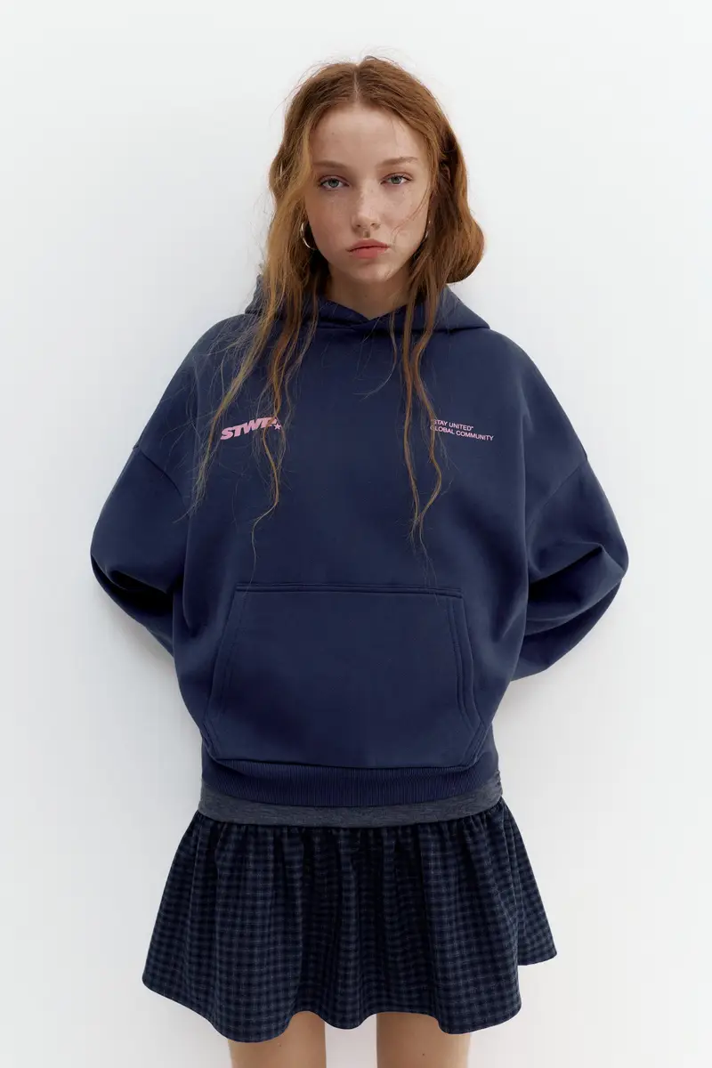 Felpa Con Cappuccio Stwd Stella Blu marino miniatura 2