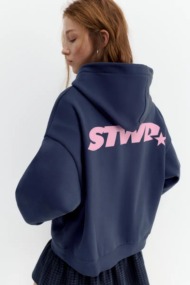Felpa Con Cappuccio Stwd Stella Blu marino miniatura 3