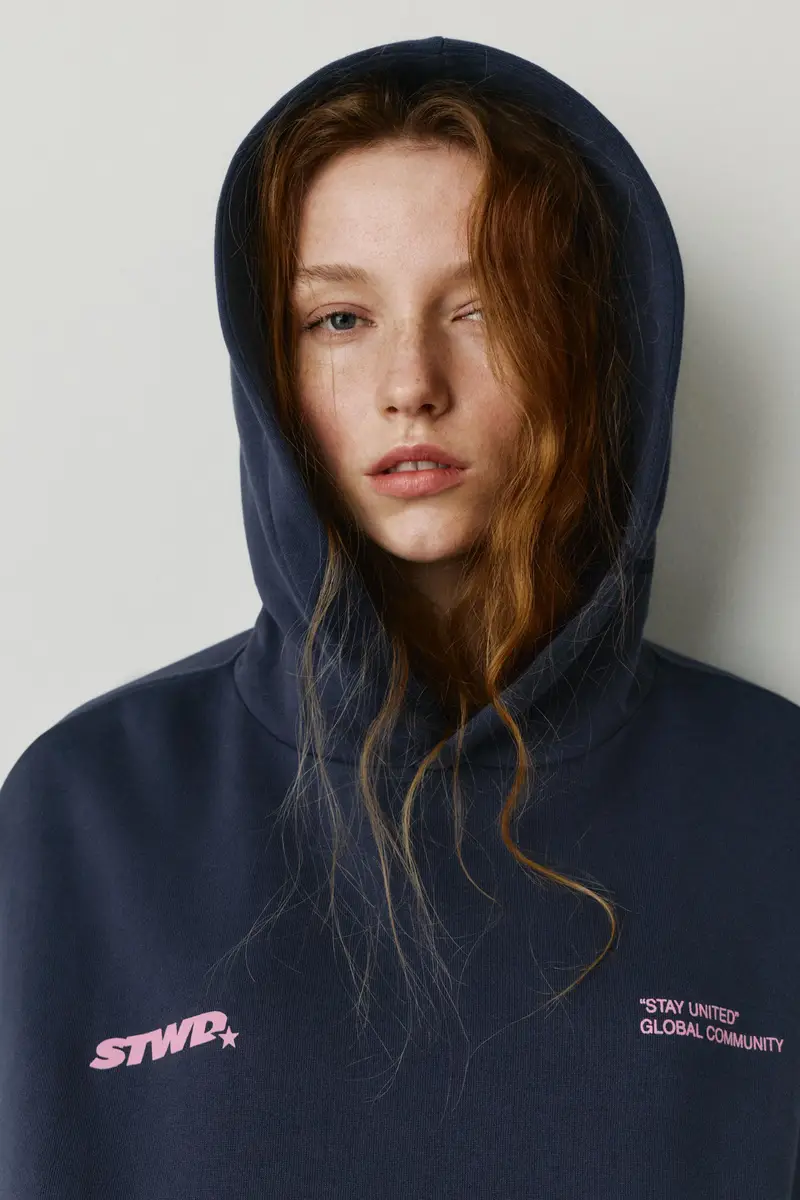 Felpa Con Cappuccio Stwd Stella Blu marino