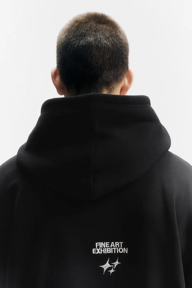 Pull&bear Felpa con Cappuccio Nero miniatura 2