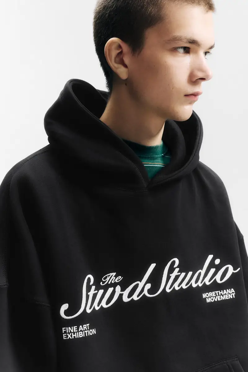 Felpa Con Cappuccio Stwd Studio Nero miniatura 3