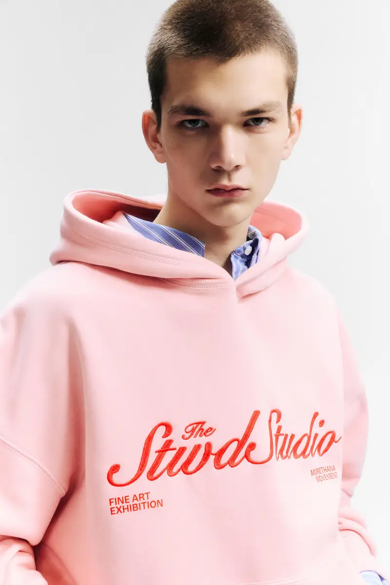 Felpa Con Cappuccio Stwd Studio Rosa miniatura 3