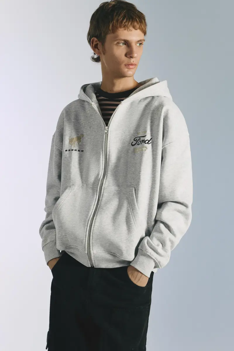 Felpa Ford Con Cappuccio E Cerniera Vigoré chiaro miniatura 2