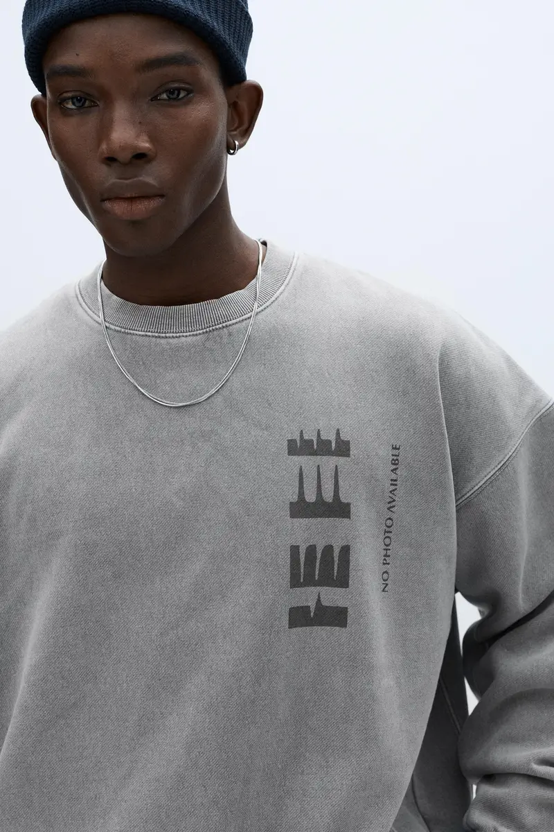 Felpa Grafica Grigio antracite miniatura 3