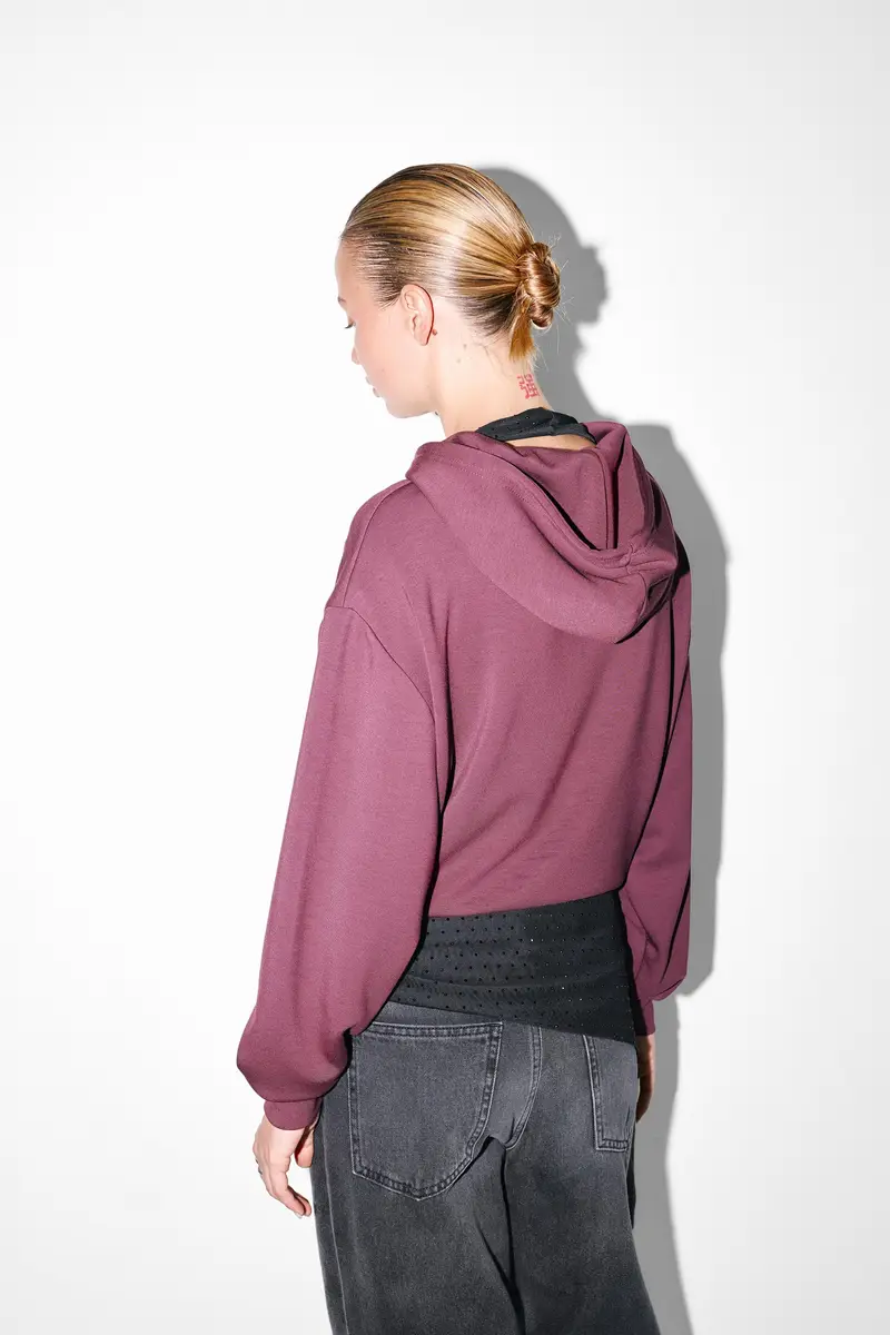 Felpa In Modal Con Cappuccio Melenzana miniatura 2