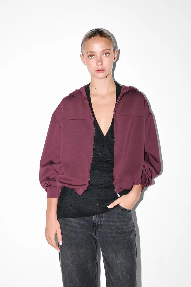 Felpa In Modal Con Cappuccio Melenzana