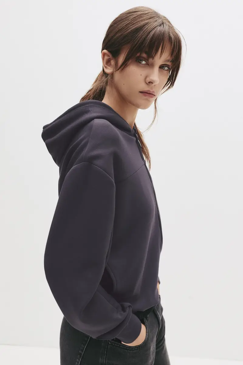 Felpa In Modal Con Cappuccio Nero