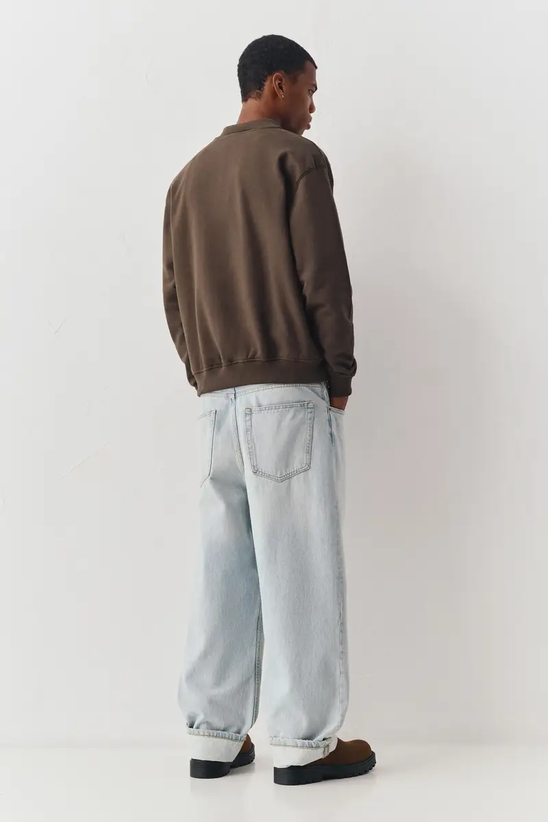 Felpa Marrone Con Collo A Cerniera Cioccolato miniatura 3