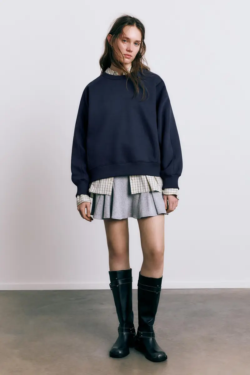 Felpa Oversize In Pile Blu marino