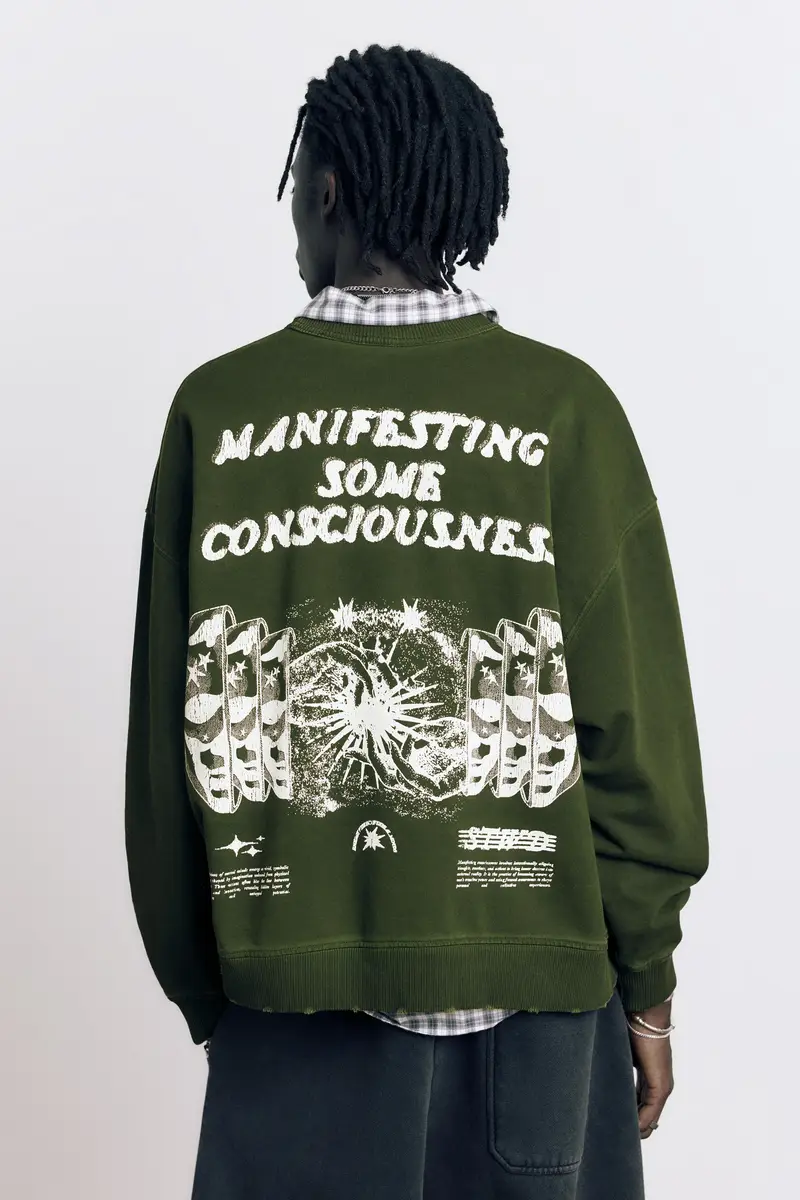 Felpa Verde Acido Con Grafica miniatura 3