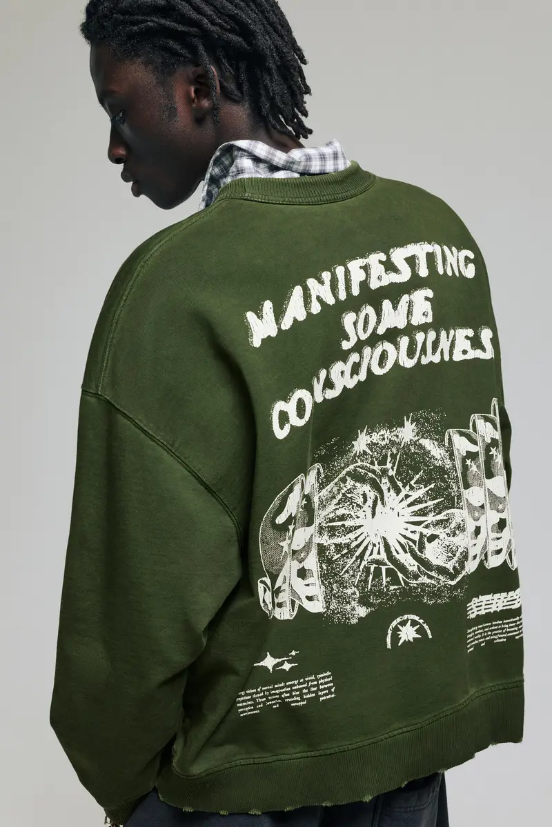 Felpa Verde Acido Con Grafica