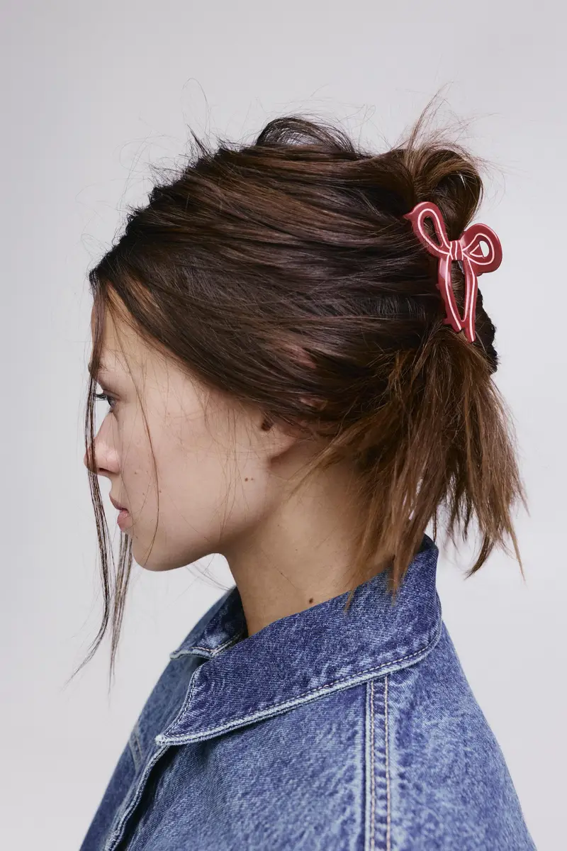 Fermacapelli Con Fiocco Rosso miniatura 2