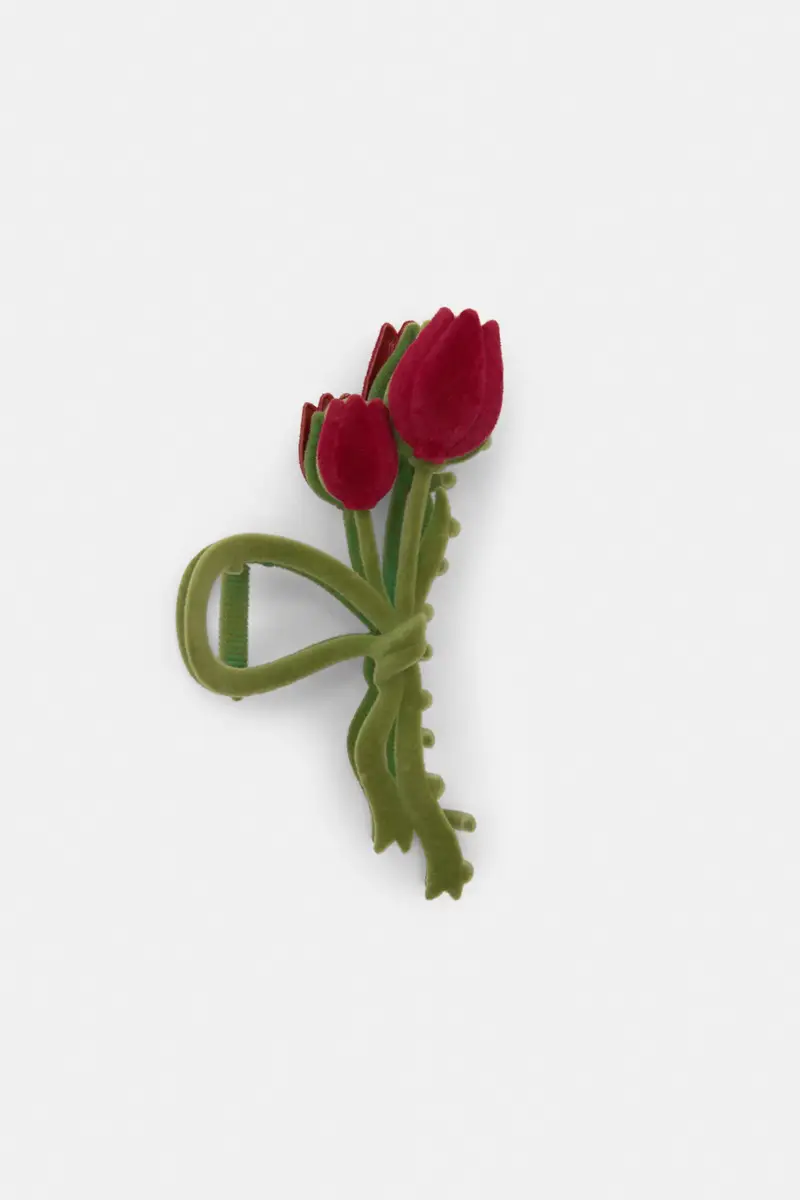 Fermaglio Per Capelli A Fiore In Velluto Granata chiaro