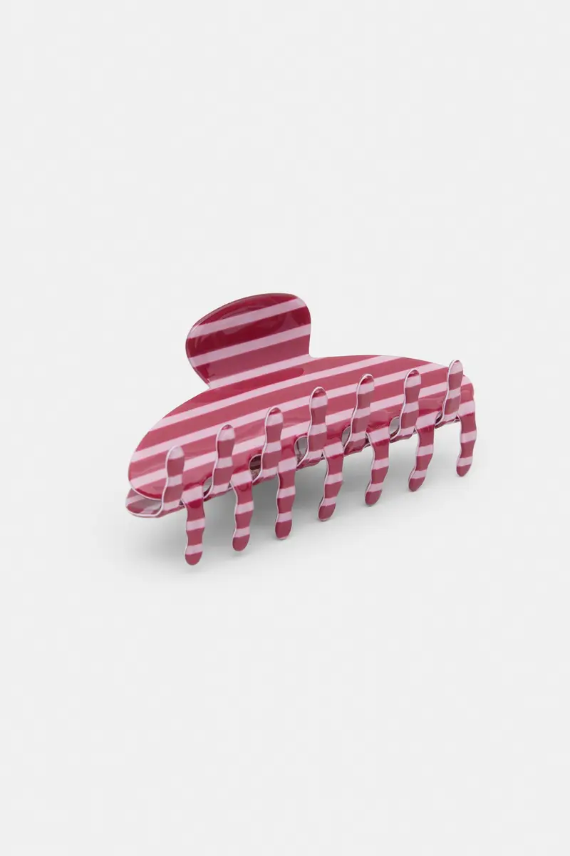 Fermaglio Per Capelli A Righe Granata chiaro miniatura 2