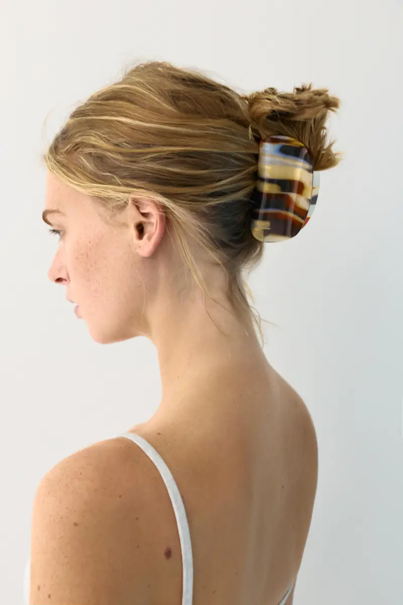 Fermaglio Per Capelli Curvo Marrone miniatura 2