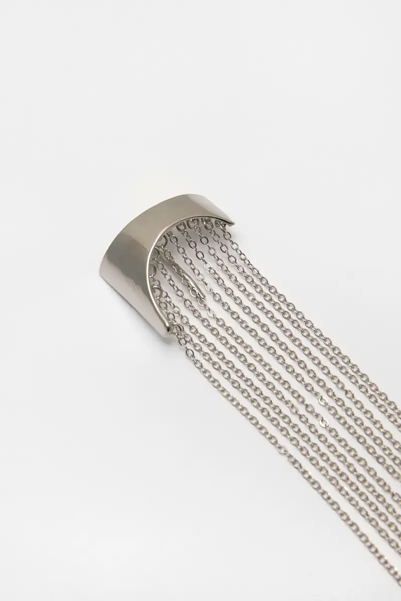 Fermaglio Per Pelliccia Con Catene Argento miniatura 3