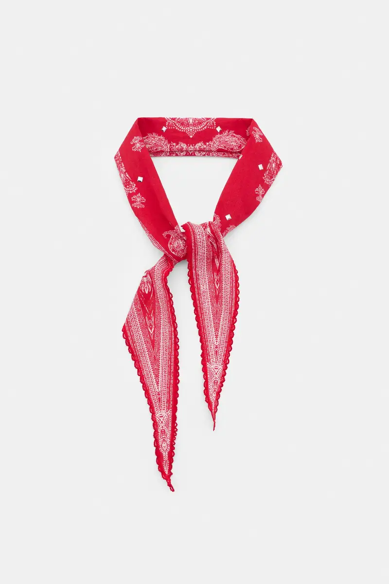 Foulard Bandana Borchie Rosso miniatura 2