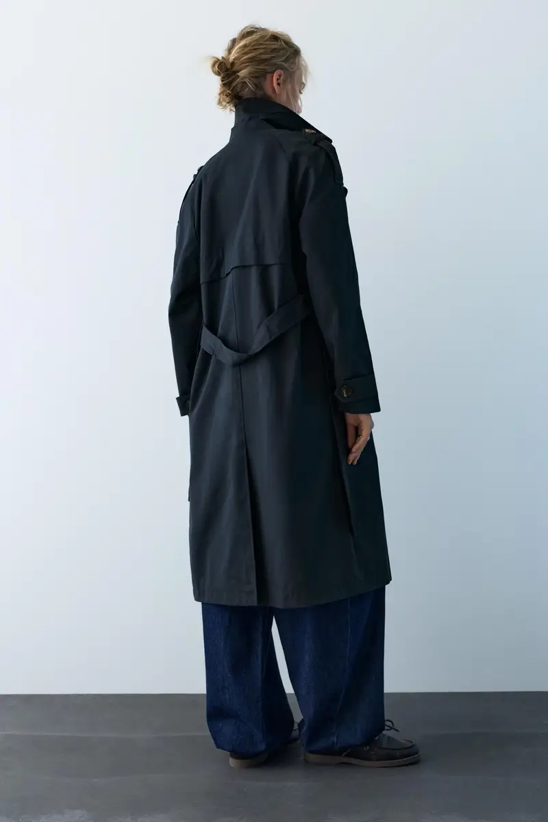 Gabardina Con Cintura Azzurro miniatura 2